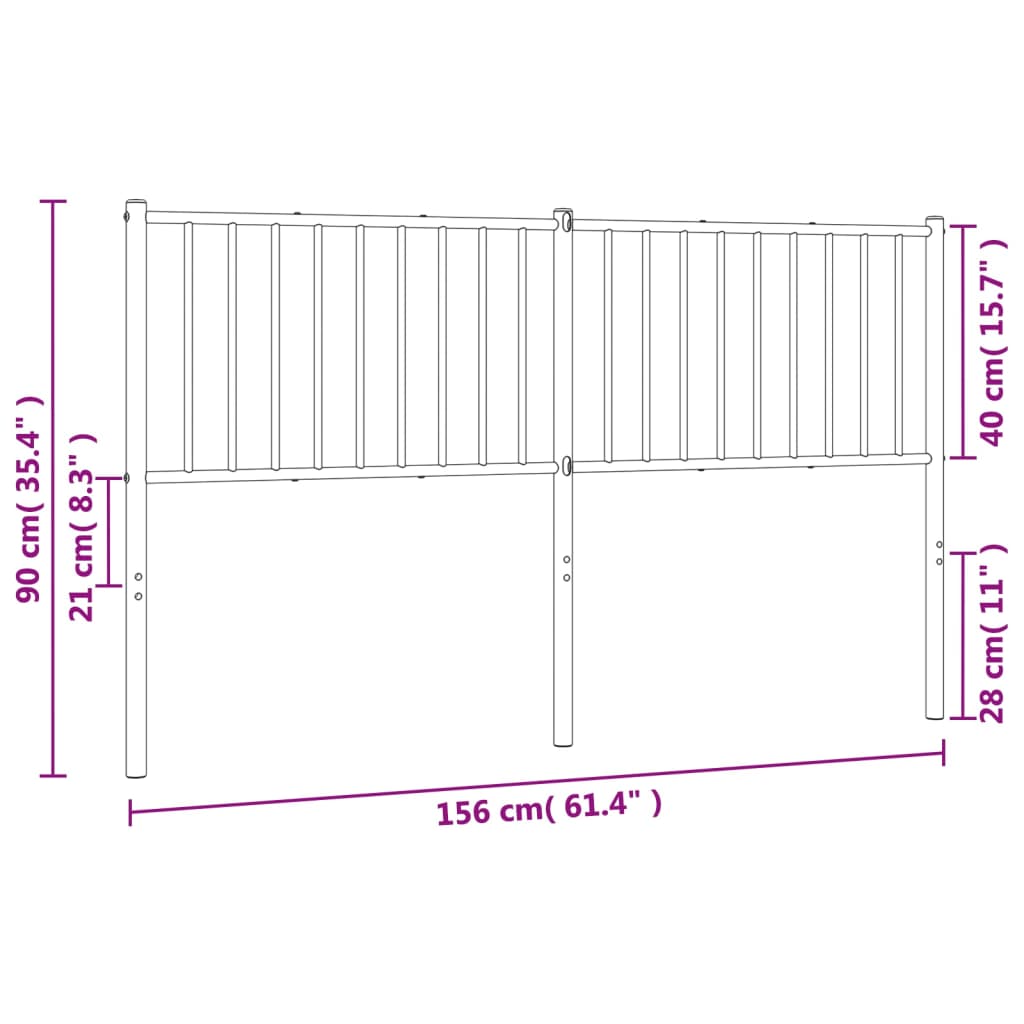 vidaXL Tête de lit métal blanc 150 cm