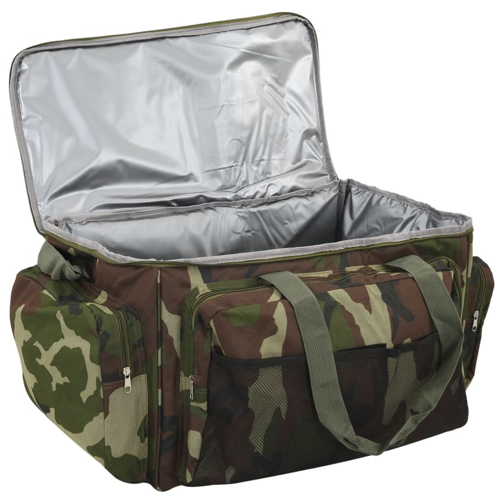 vidaXL Sac de pêche imperméable vert camouflage tissu oxford