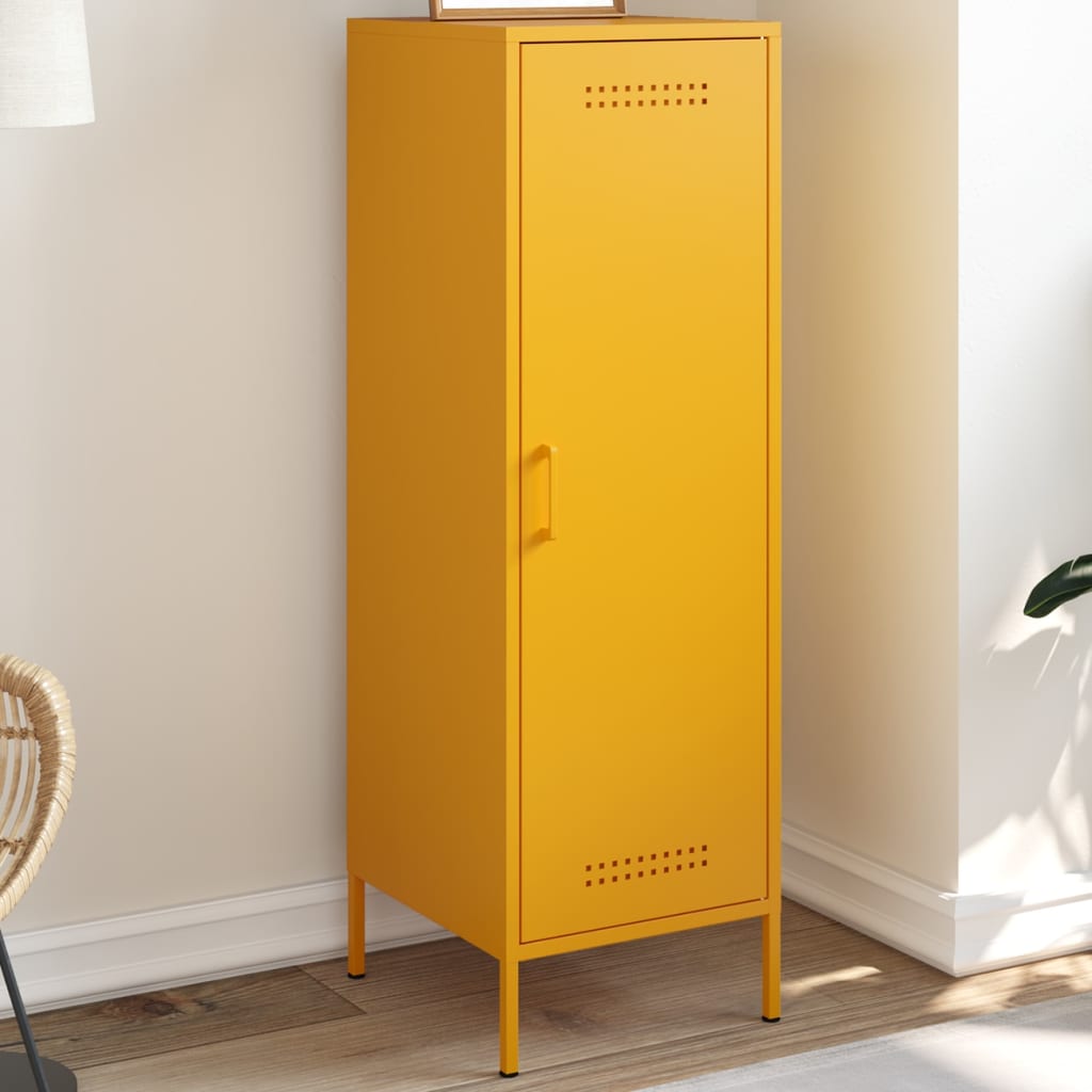 vidaXL Buffet jaune moutarde 36x39x113 cm acier