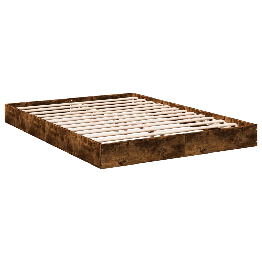 vidaXL Cadre de lit chêne fumé 120x200 cm bois d'ingénierie