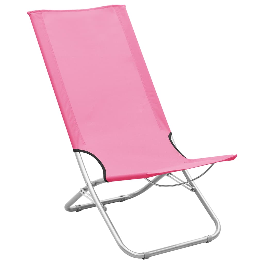 vidaXL Chaises de plage pliables lot de 2 Rose Tissu