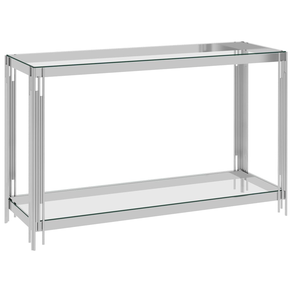 vidaXL Table d'appoint Argenté 120x40x78 cm Acier inoxydable et verre