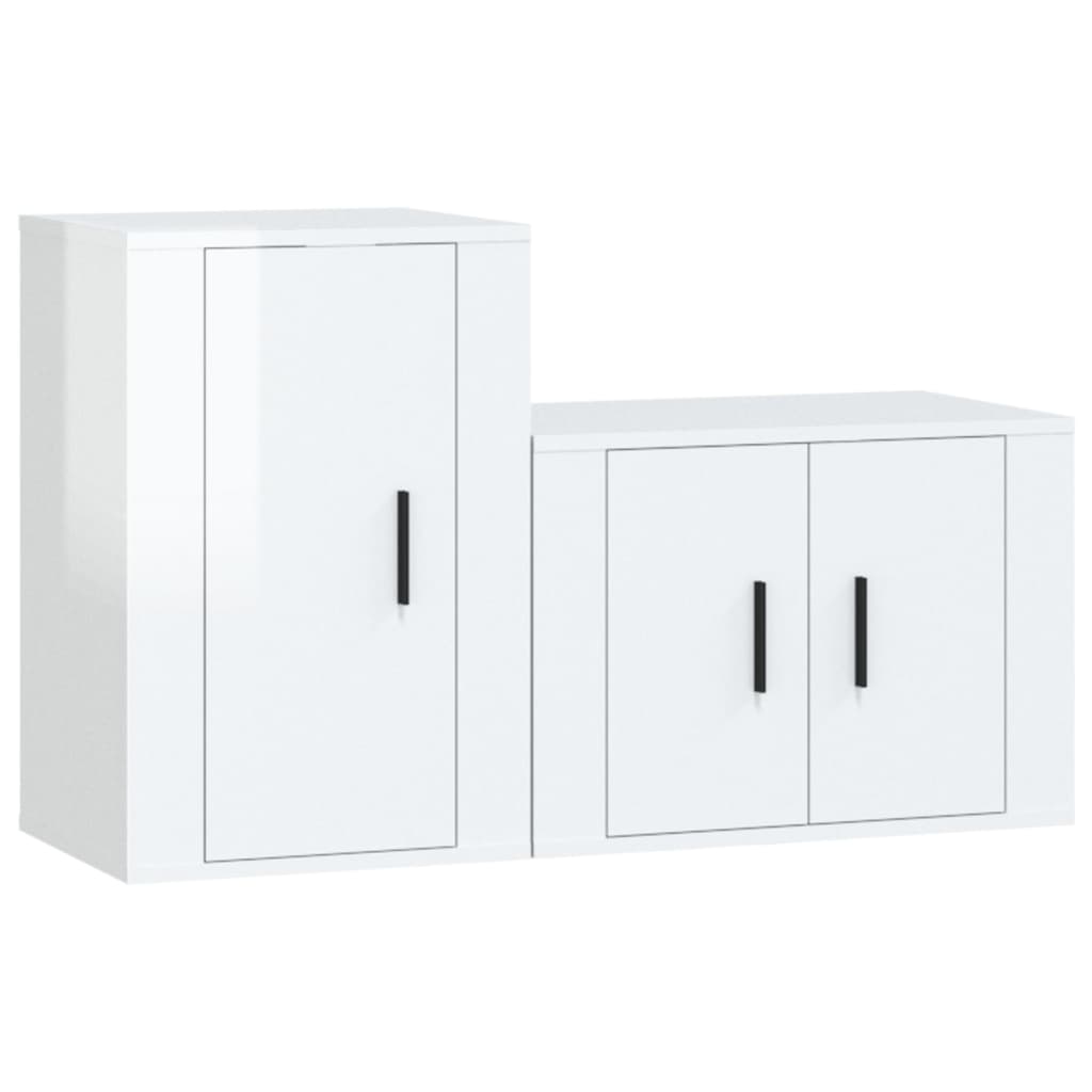 vidaXL Ensemble de meubles TV 2 pcs blanc brillant bois d'ingénierie