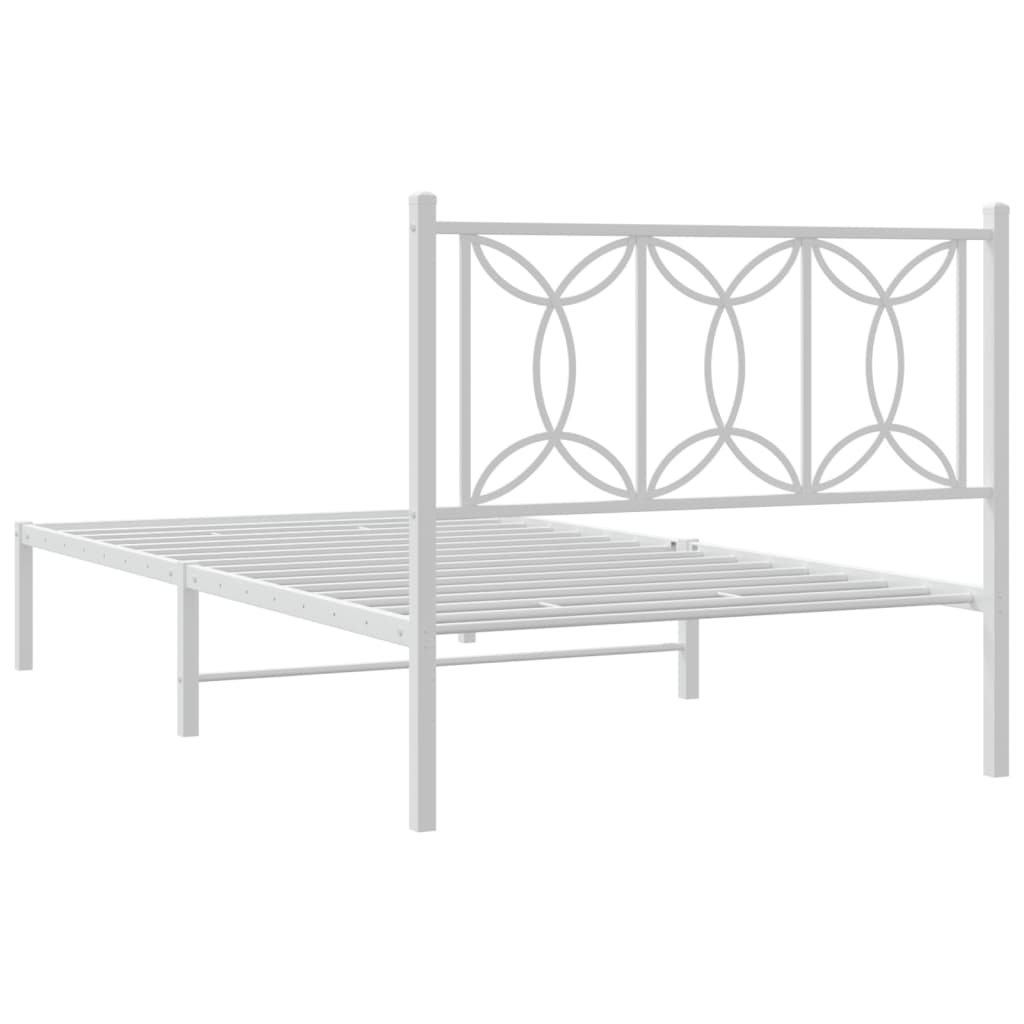 vidaXL Cadre de lit métal sans matelas et tête de lit blanc 100x200 cm