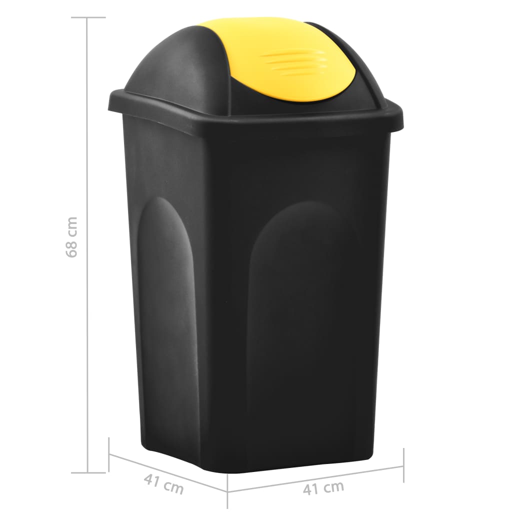 vidaXL Poubelle avec couvercle pivotant 60 L Noir et jaune