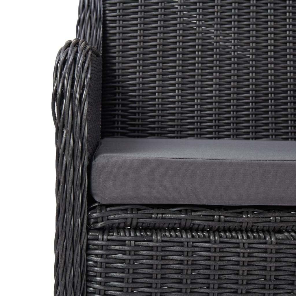 vidaXL Mobilier de bistro 3 pcs avec coussins Résine tressée Noir