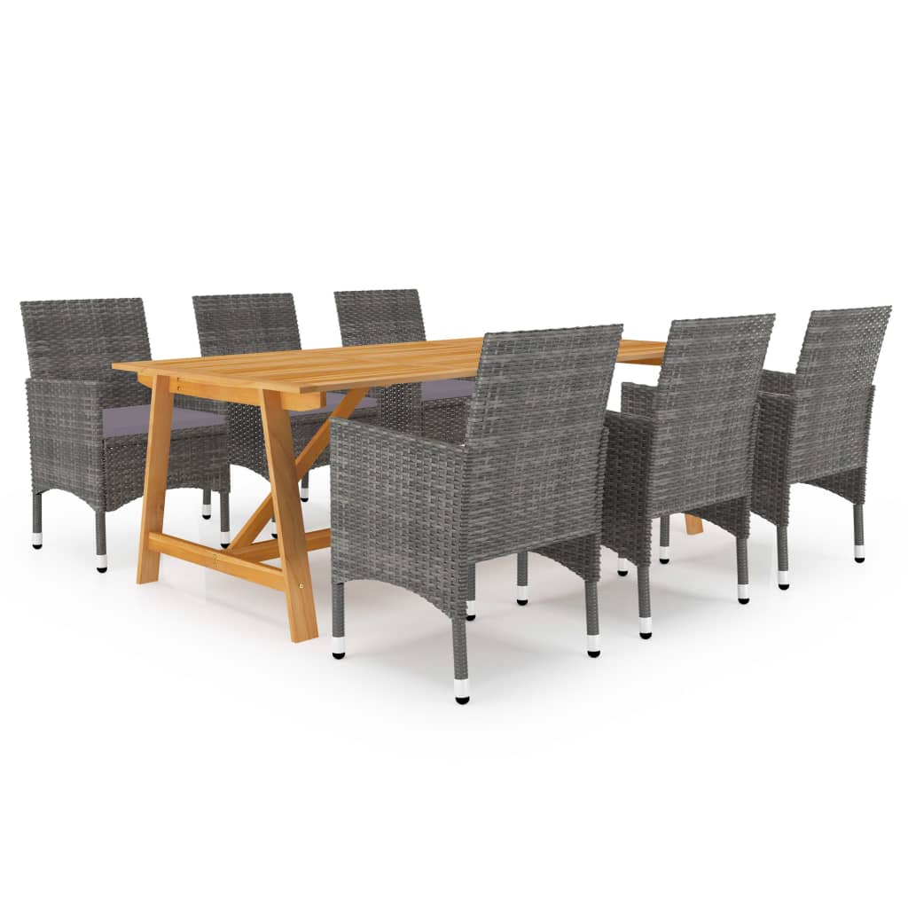 vidaXL Ensemble de salle à manger de jardin 7 pcs Gris