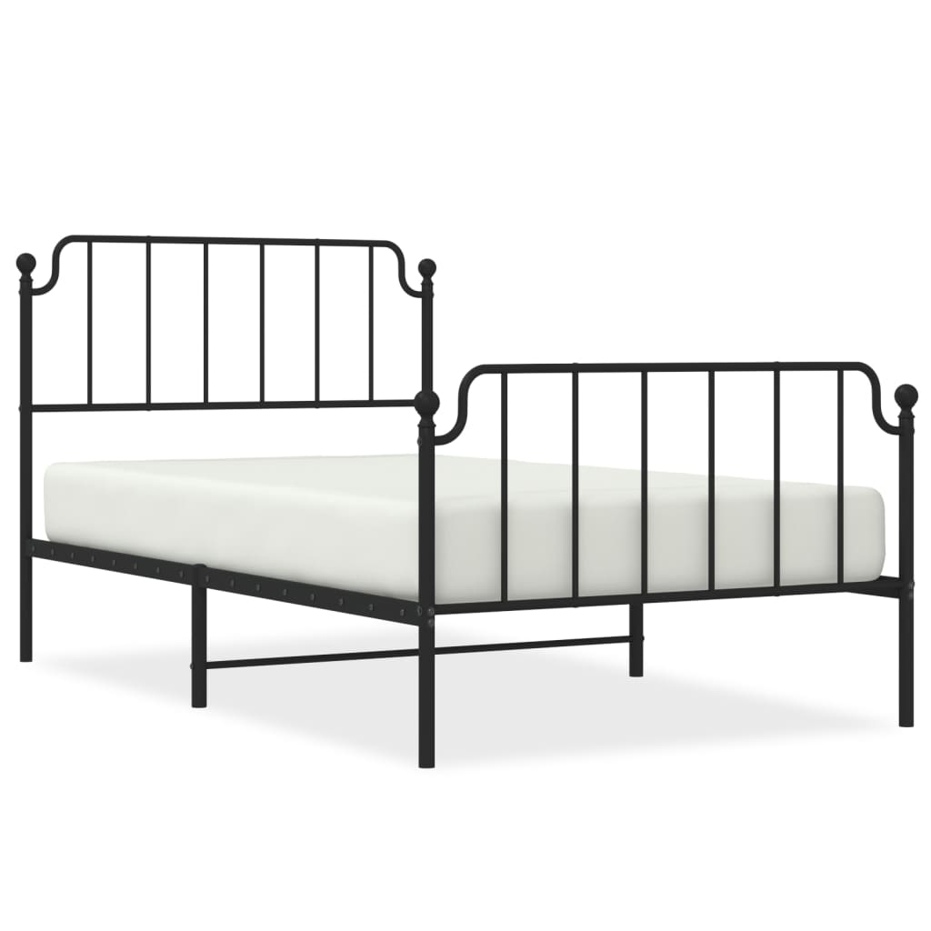 vidaXL Cadre de lit métal sans matelas avec pied de lit noir 107x203cm