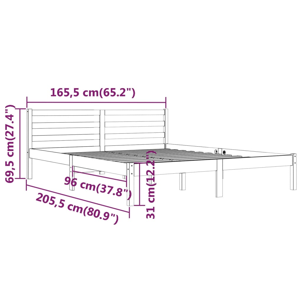 vidaXL Cadre de lit sans matelas bois massif de pin 160x200 cm