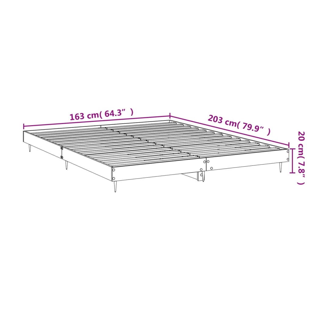 vidaXL Cadre de lit sans matelas chêne marron 160x200 cm