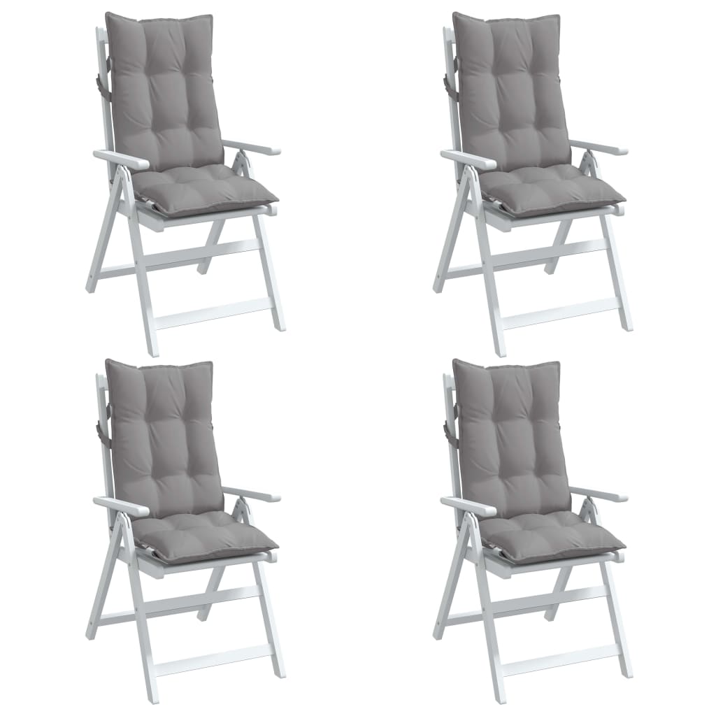 vidaXL Coussins de chaise à dossier haut lot de 4 gris tissu oxford