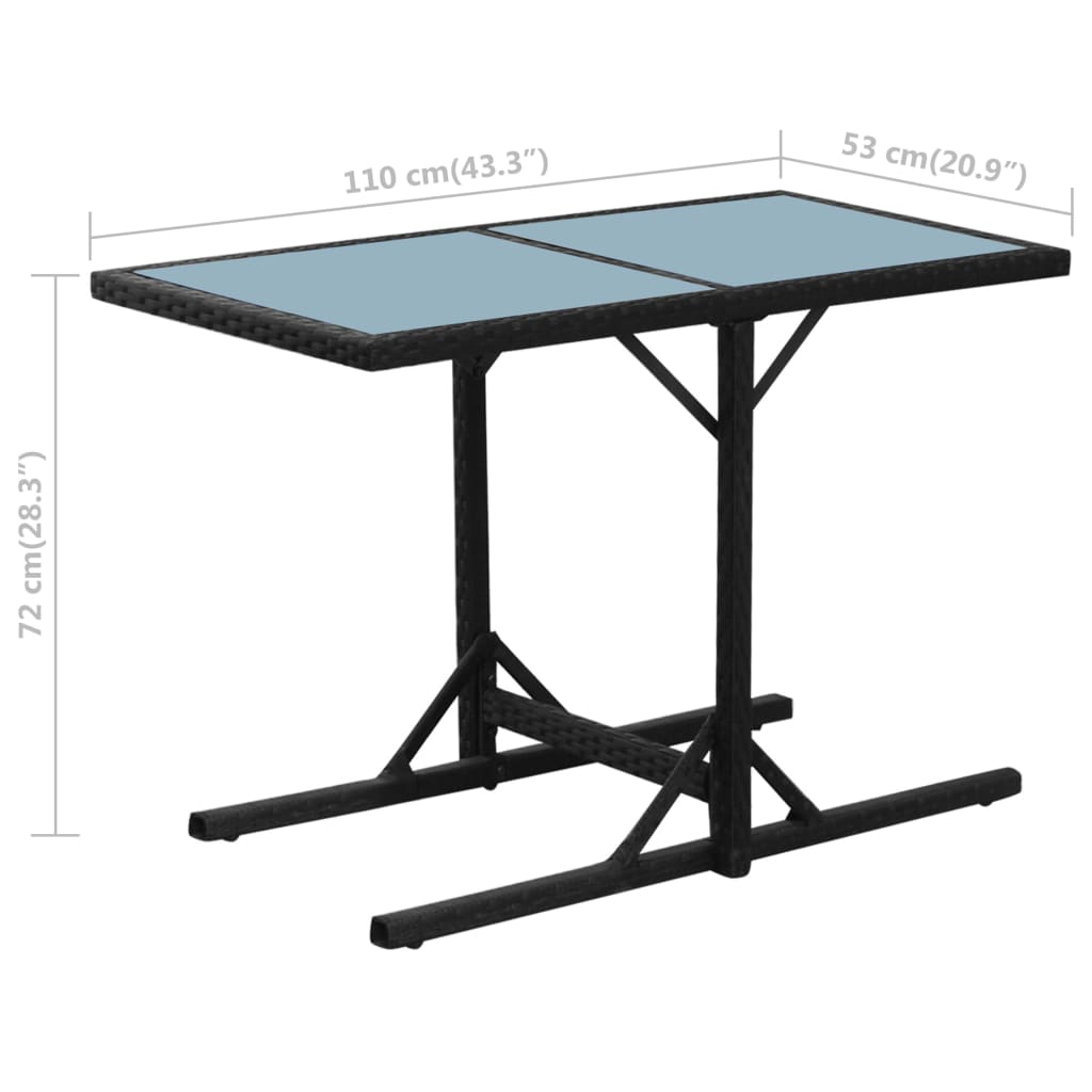 vidaXL Ensemble de bistro 3 pcs avec coussins résine tressée noir