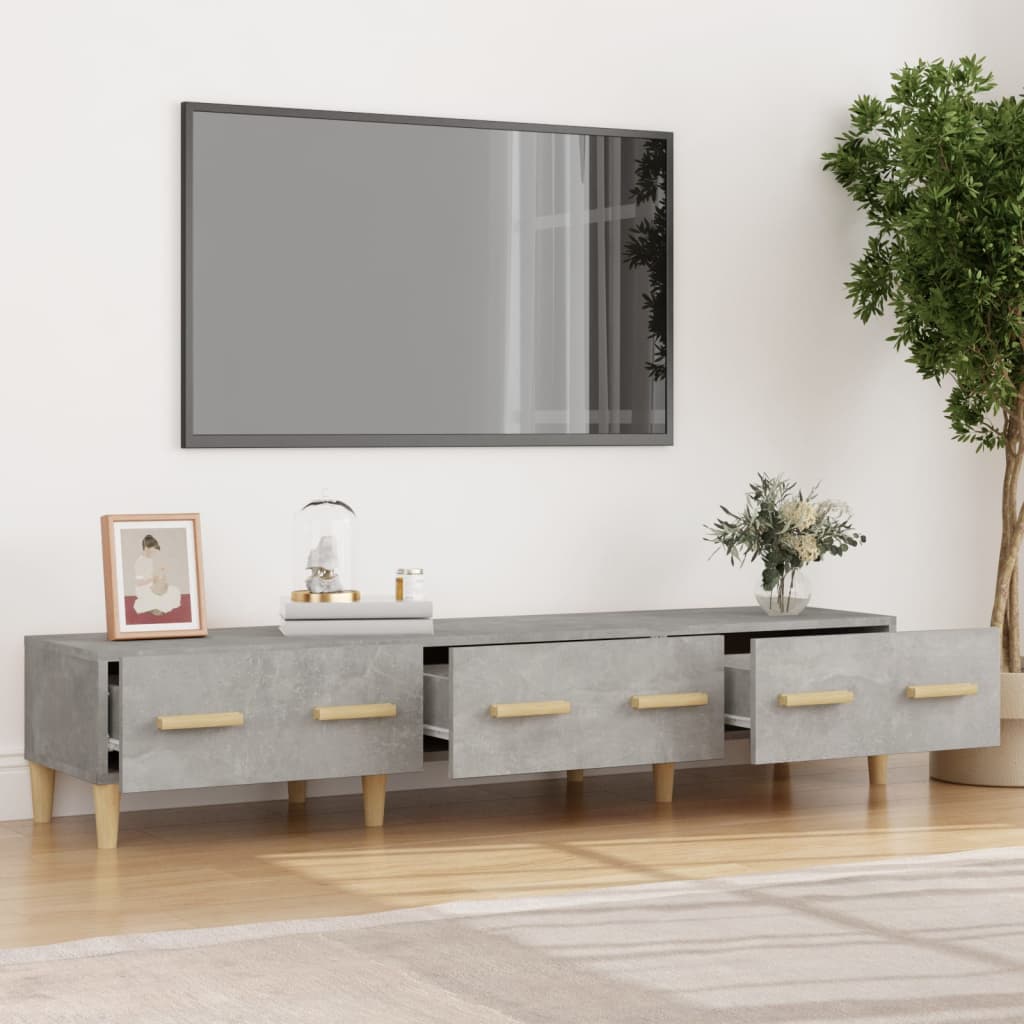 vidaXL Meuble TV Gris béton 150x34,5x30 cm Bois d'ingénierie