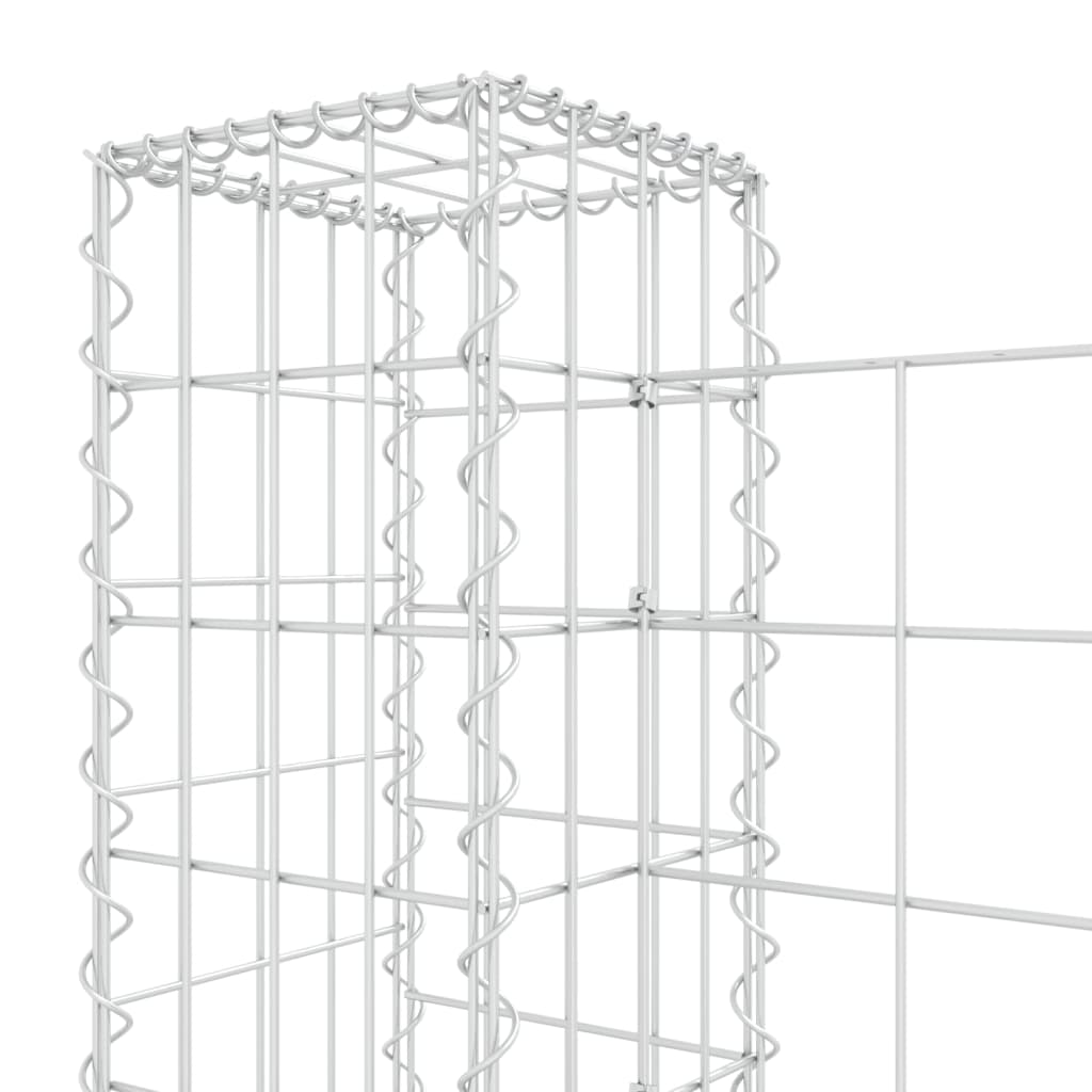 vidaXL Panier de gabion en forme de U avec 6 poteaux Fer 620x20x100 cm