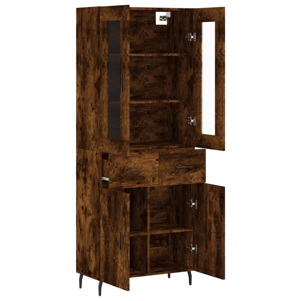 vidaXL Buffet haut Chêne fumé 69,5x34x180 cm Bois d'ingénierie