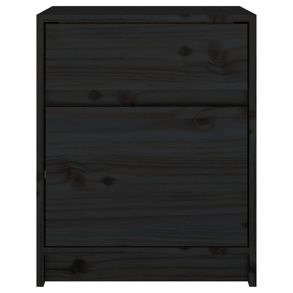vidaXL Table de chevet Noir 40x31x50 cm Bois de pin massif