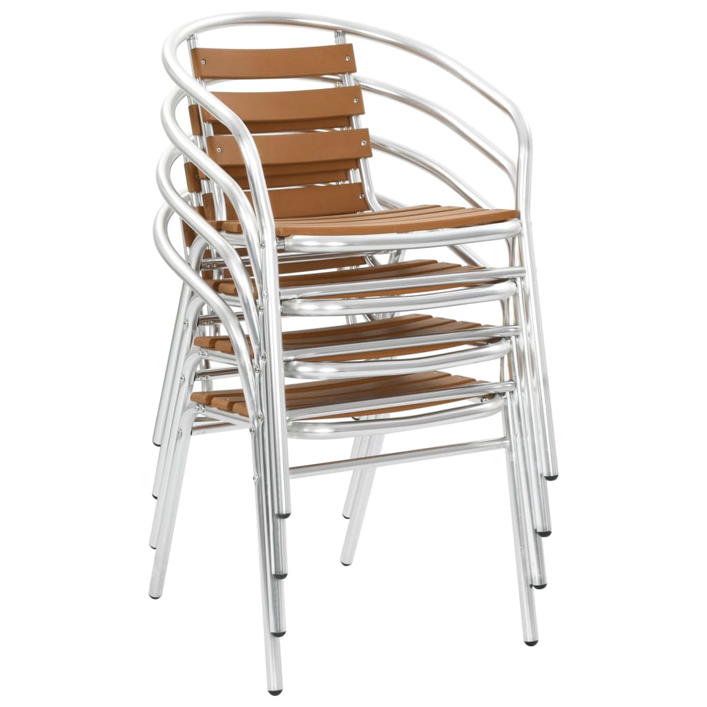 vidaXL Chaises empilables de jardin lot de 4 Aluminium et WPC Argenté