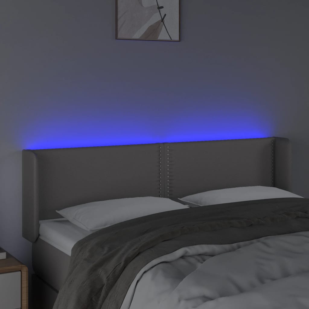 vidaXL Tête de lit à LED Gris 147x16x78/88 cm Similicuir