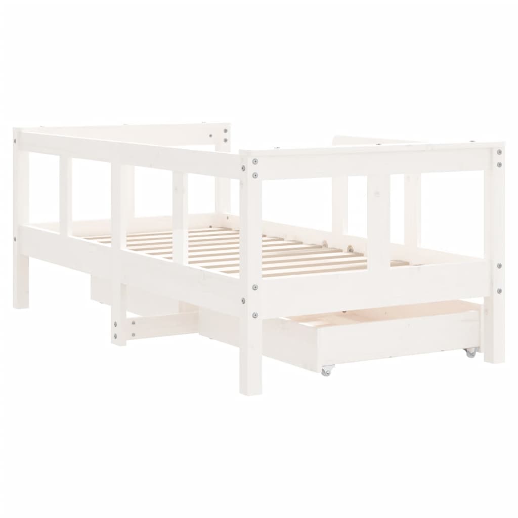 vidaXL Cadre de lit enfant tiroirs blanc 70x140 cm bois de pin massif