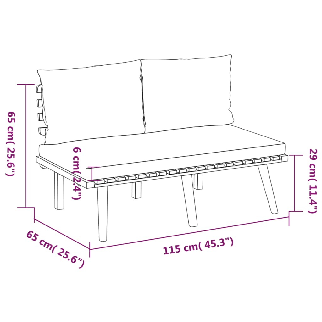 vidaXL Salon de jardin 3 pcs avec coussins Bois d'acacia massif