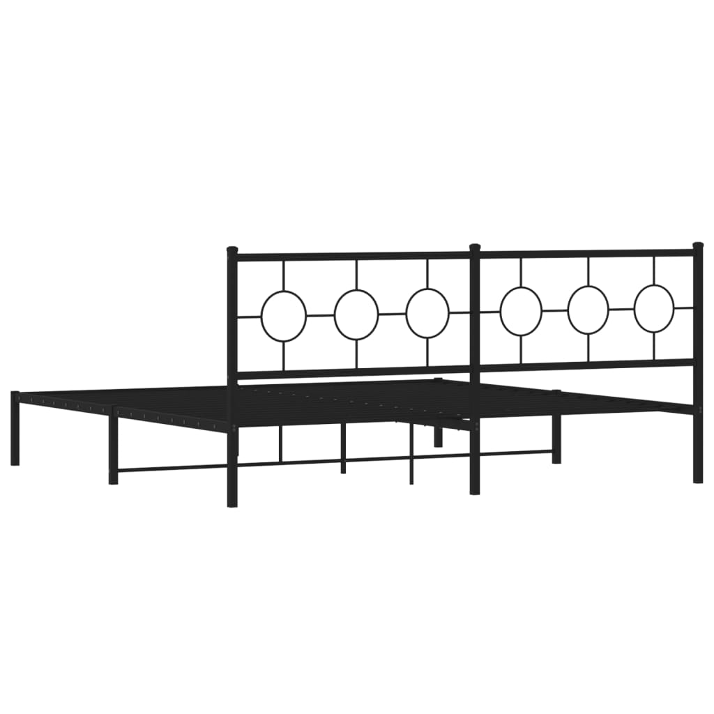 vidaXL Cadre de lit métal sans matelas avec tête de lit noir 193x203cm