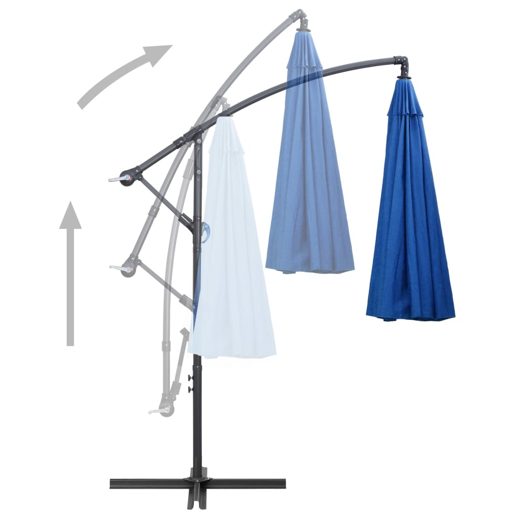 vidaXL Parasol suspendu avec poteau bleu 3 m