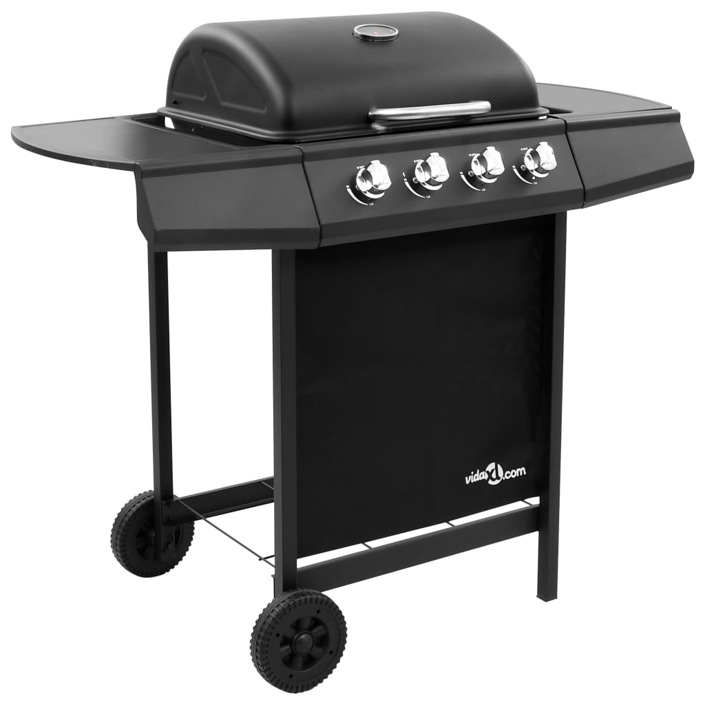 vidaXL Barbecue gril à gaz avec 4 brûleurs Noir et argenté