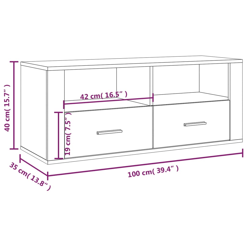 vidaXL Meuble TV Sonoma gris 100x35x40 cm Bois d'ingénierie