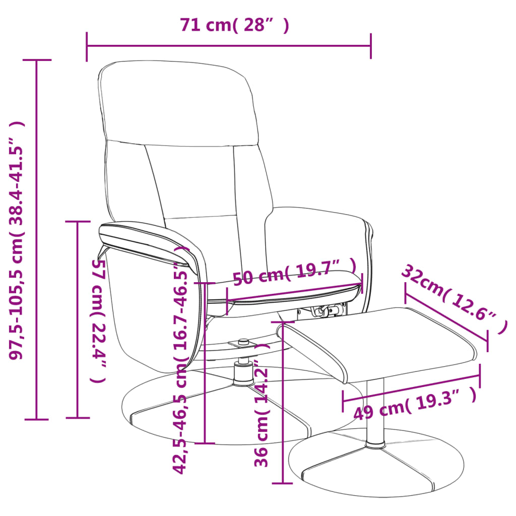 vidaXL Fauteuil inclinable avec repose-pied noir velours