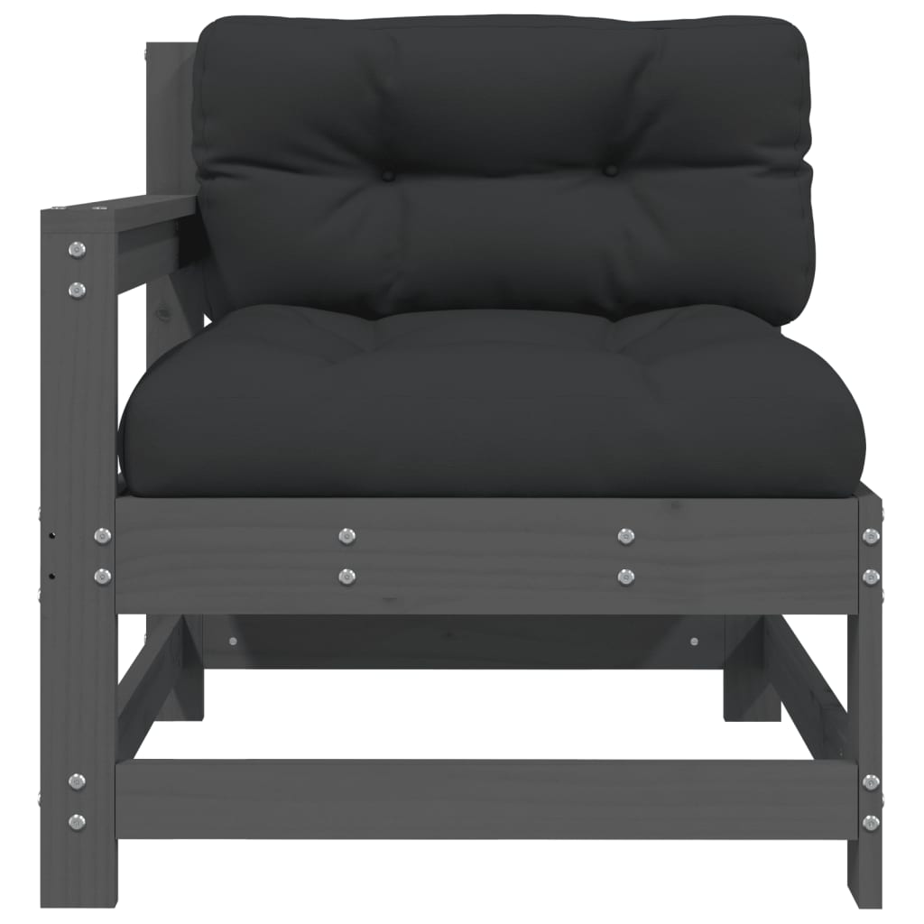 vidaXL Chaise de jardin avec coussins gris bois de pin massif