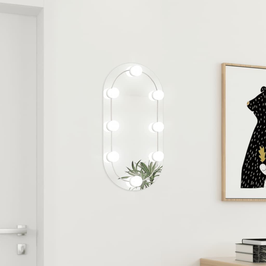vidaXL Miroir avec éclairage LED 60x30 cm Verre Ovale