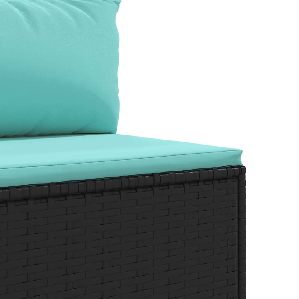 vidaXL Salon de jardin 6 pcs avec coussins noir résine tressée