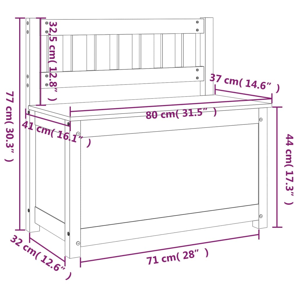 vidaXL Banc 80x41x77 cm Bois de pin massif