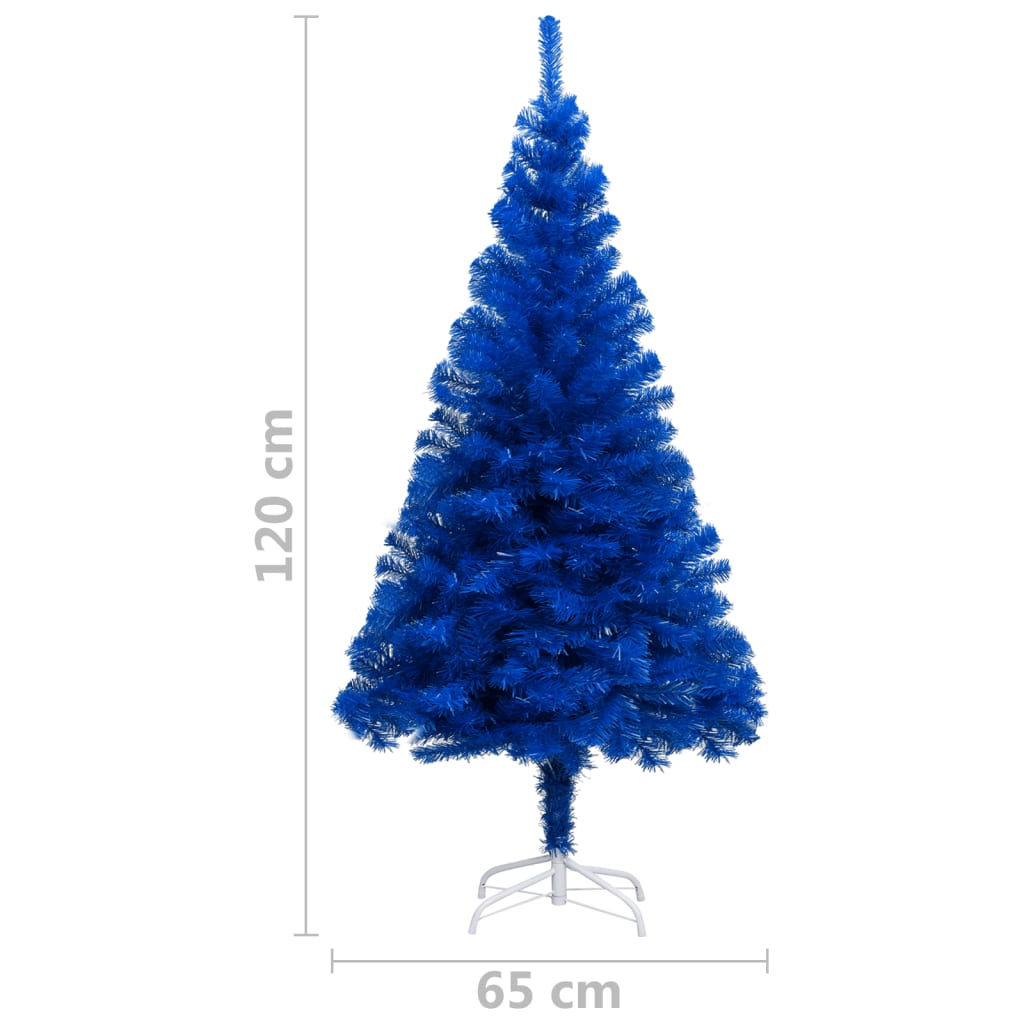 vidaXL Arbre de Noël artificiel pré-éclairé et boules bleu 120 cm PVC