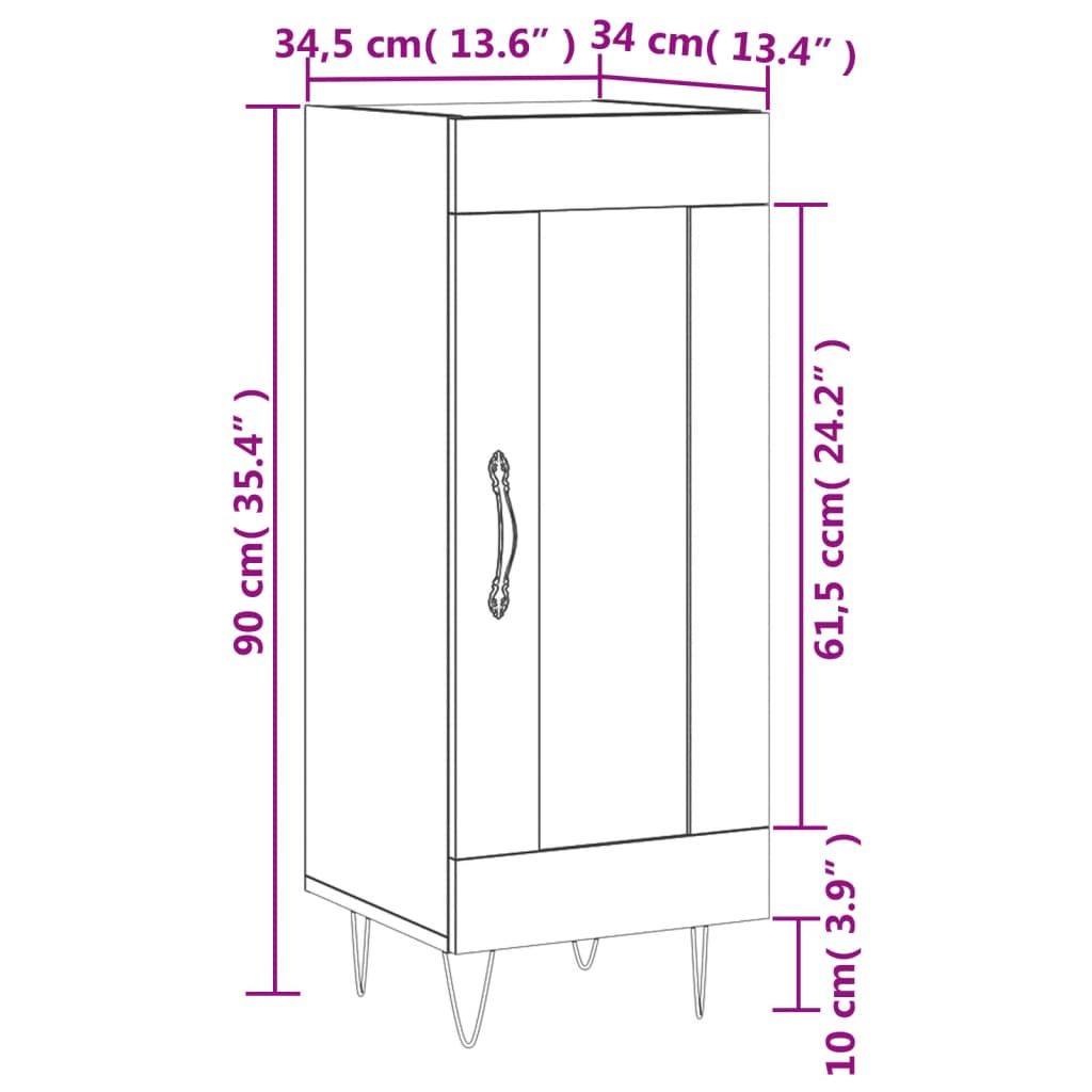 vidaXL Buffet Chêne sonoma 34,5x34x90 cm Bois d'ingénierie