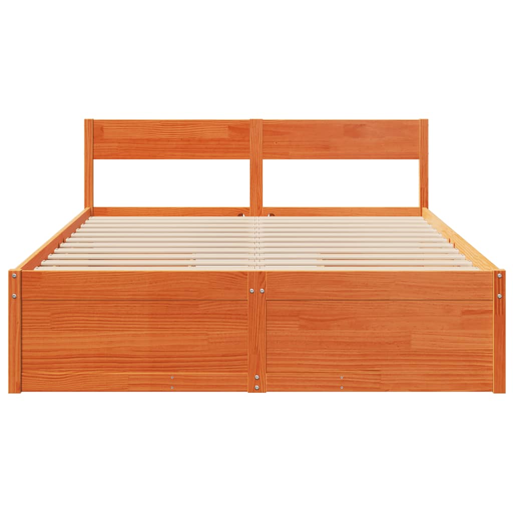 vidaXL Cadre de lit sans matelas cire marron 160x200cm bois pin massif