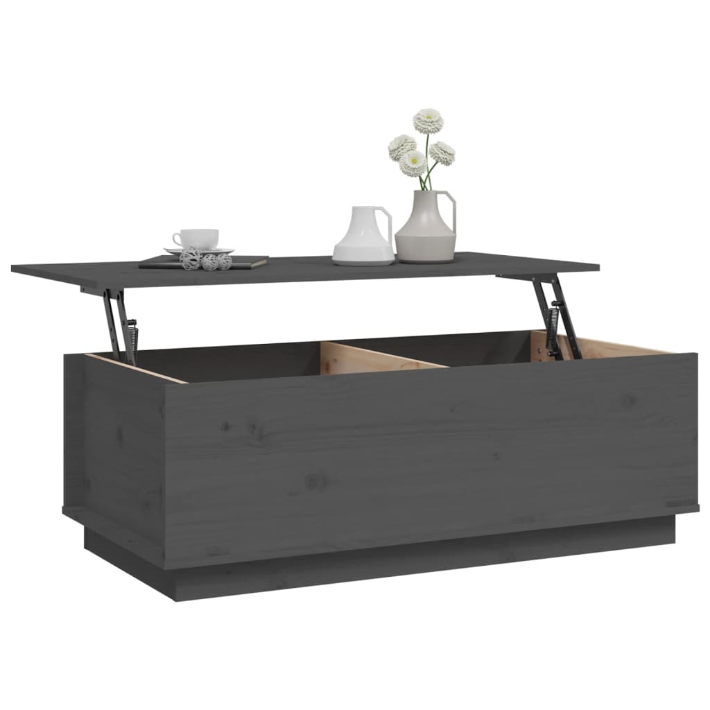 vidaXL Table basse Gris 100x50x35 cm Bois massif de pin