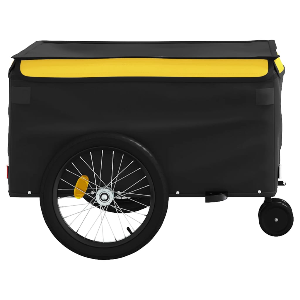 vidaXL Remorque de vélo noir et jaune 45 kg fer