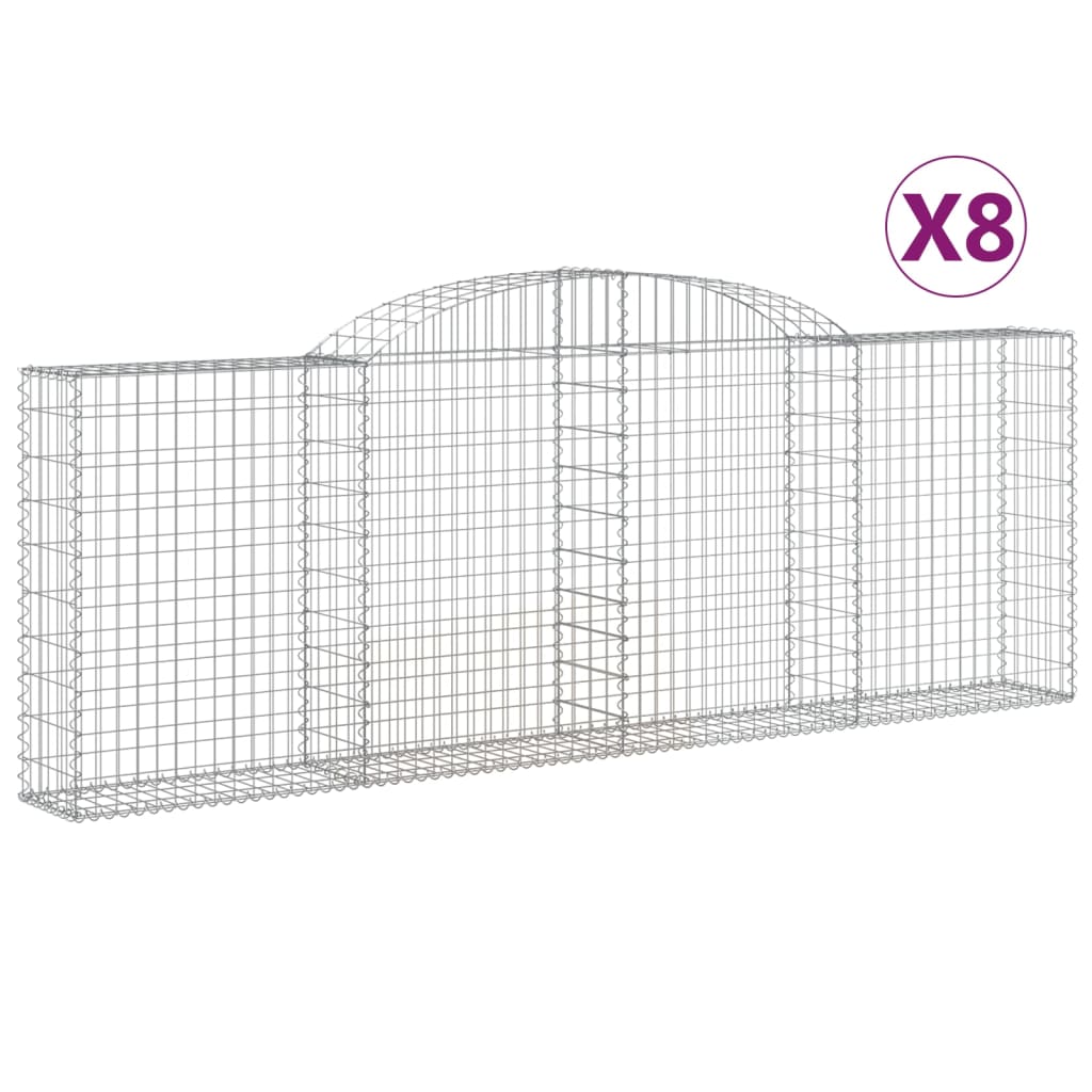 vidaXL Paniers à gabions arqués 8 pcs 300x30x100/120 cm fer galvanisé