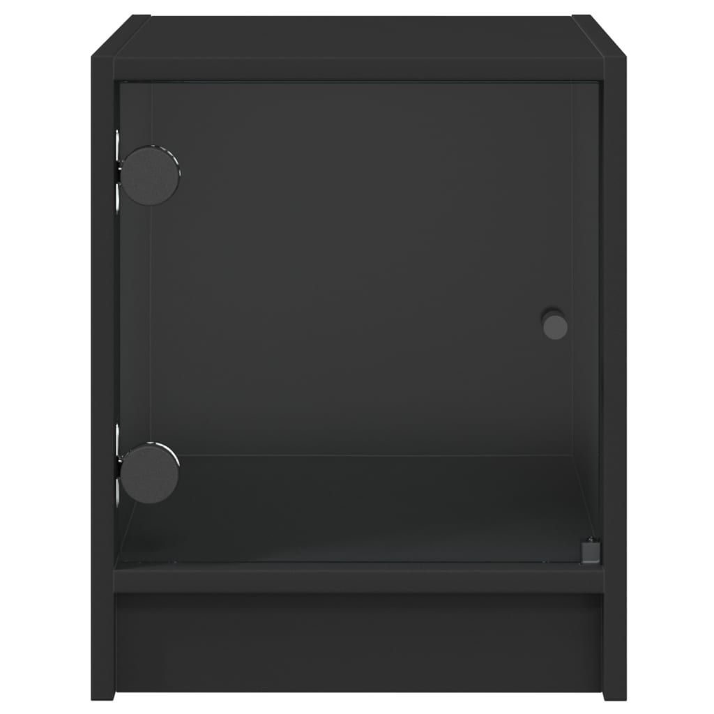 vidaXL Tables de chevet avec portes en verre 2 pcs noir 35x37x42 cm