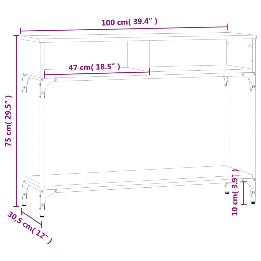 vidaXL Table console chêne marron 100x30,5x75 cm bois d'ingénierie