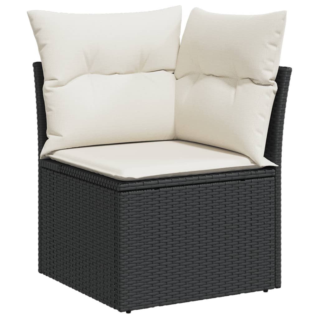 vidaXL Salon de jardin avec coussins 14 pcs noir résine tressée