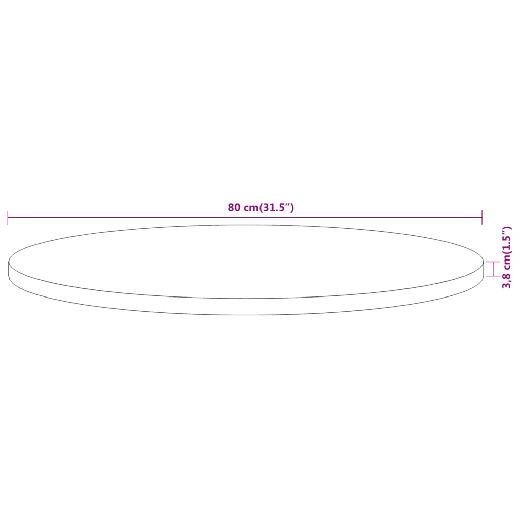 vidaXL Dessus de table Ø80x3,8 cm rond bois massif d'acacia