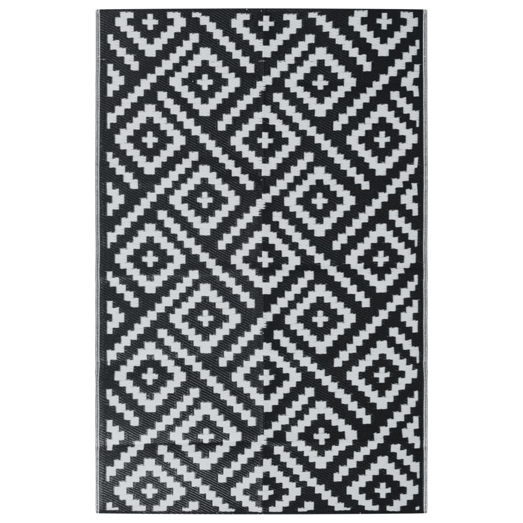 vidaXL Tapis d'extérieur Blanc et noir 190x290 cm PP