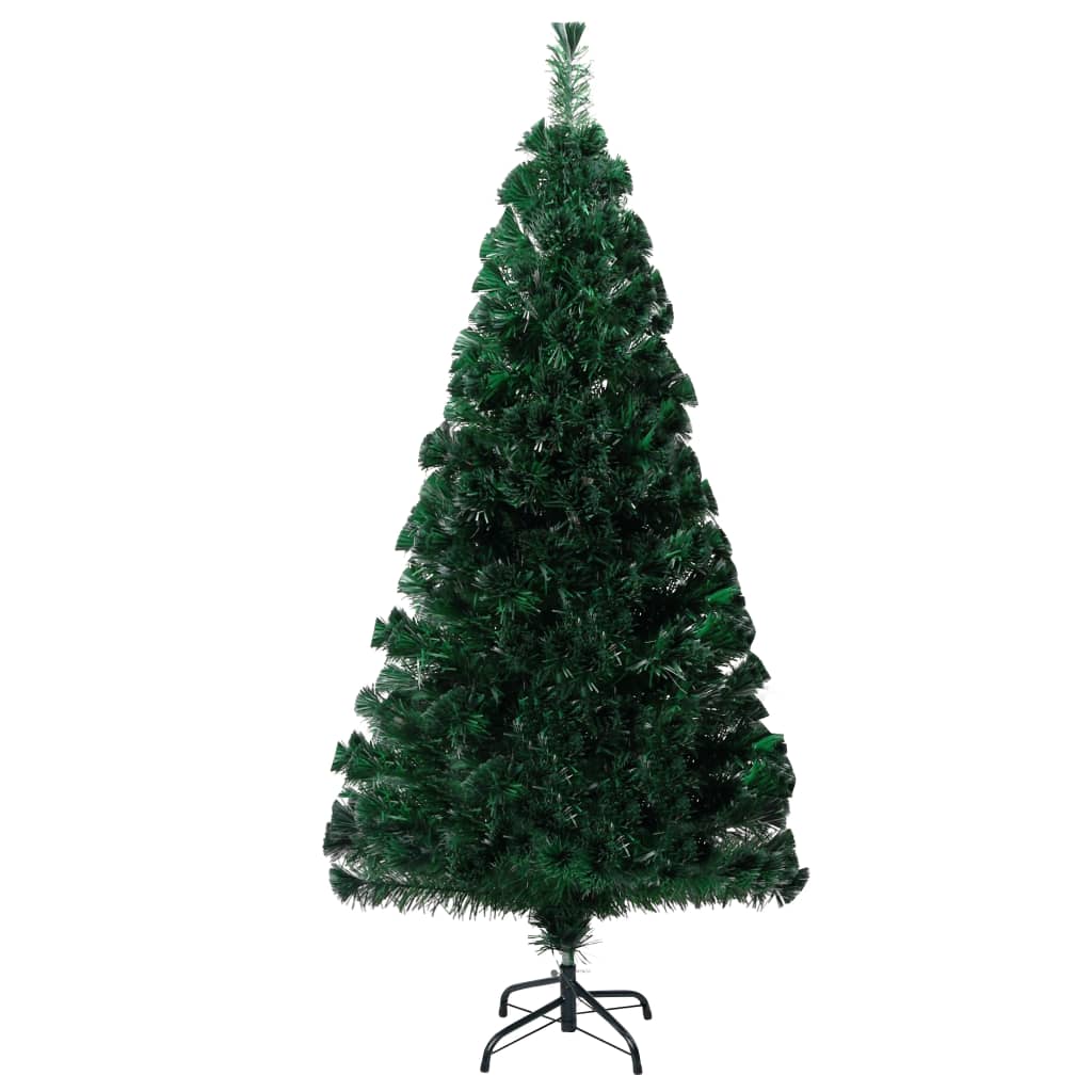 vidaXL Sapin de Noël artificiel avec support vert 120 cm fibre optique
