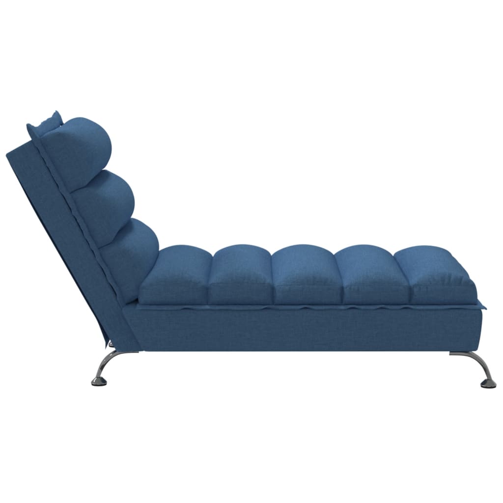 vidaXL Chaise longue avec coussins bleu tissu