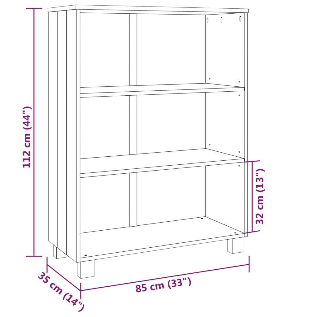 vidaXL Bibliothèque HAMAR Marron miel 85x35x112 cm Bois de pin massif