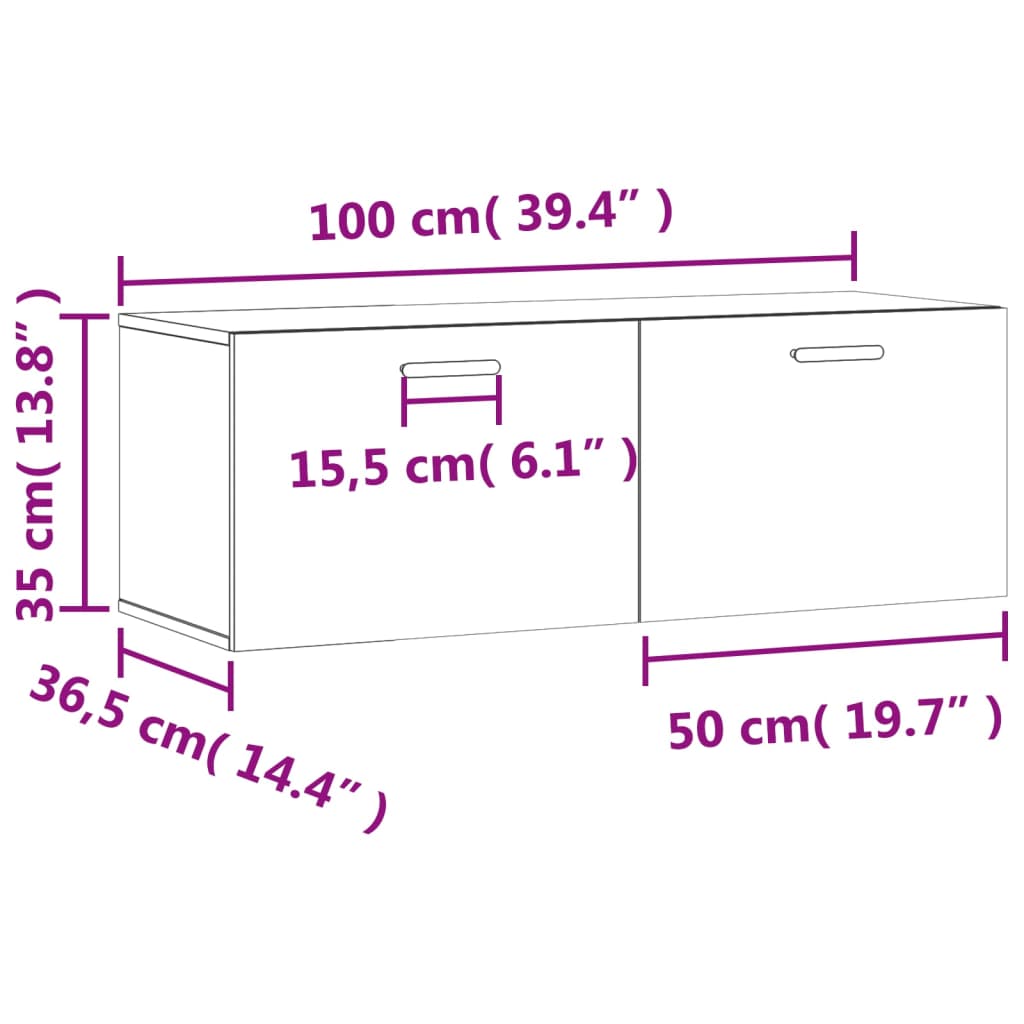 vidaXL Armoire murale chêne sonoma 100x36,5x35 cm bois d'ingénierie