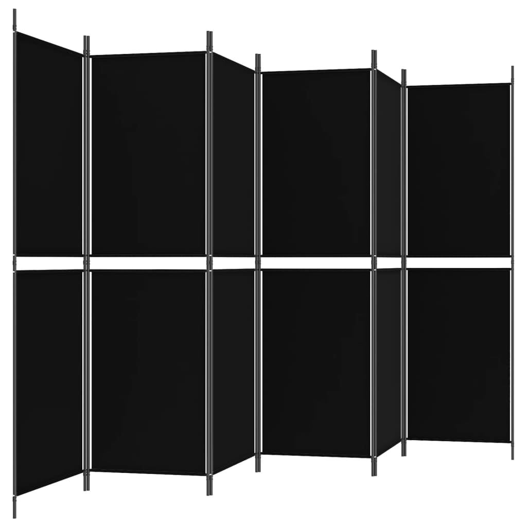 vidaXL Cloison de séparation 6 panneaux Noir 300x180 cm Tissu