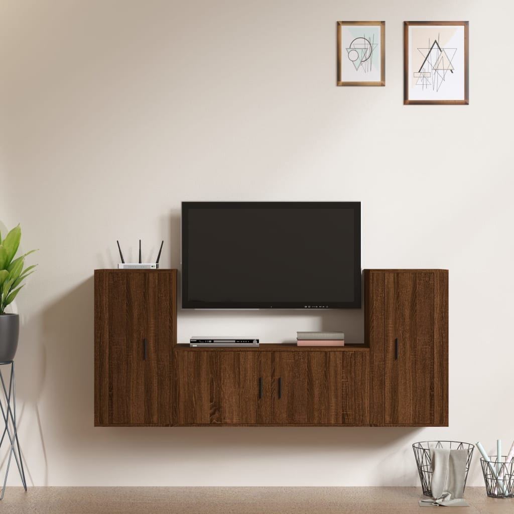 vidaXL Ensemble de meubles TV 3 pcs Chêne marron Bois d'ingénierie